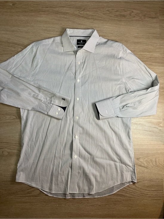 Psycho Bunny Other - Psycho Bunny Men's Dress Shirt 16.5 32/33 Grey White Microcheck Stretch Modern F